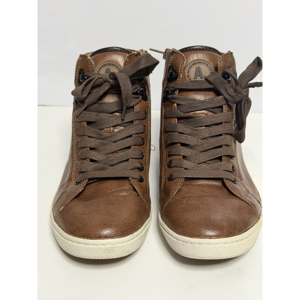 Aldo Shoes Mens Size 8 Premier High Top Toffee Brown Leather Sneakers New